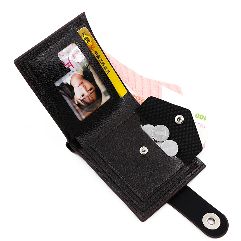 Мужской кошелек с бриллиантами, короткая магнитная кнопка, карман для монет, противоугонный многофункциональный кошелек, легкий мужской молодежный кошелек из искусственной кожи