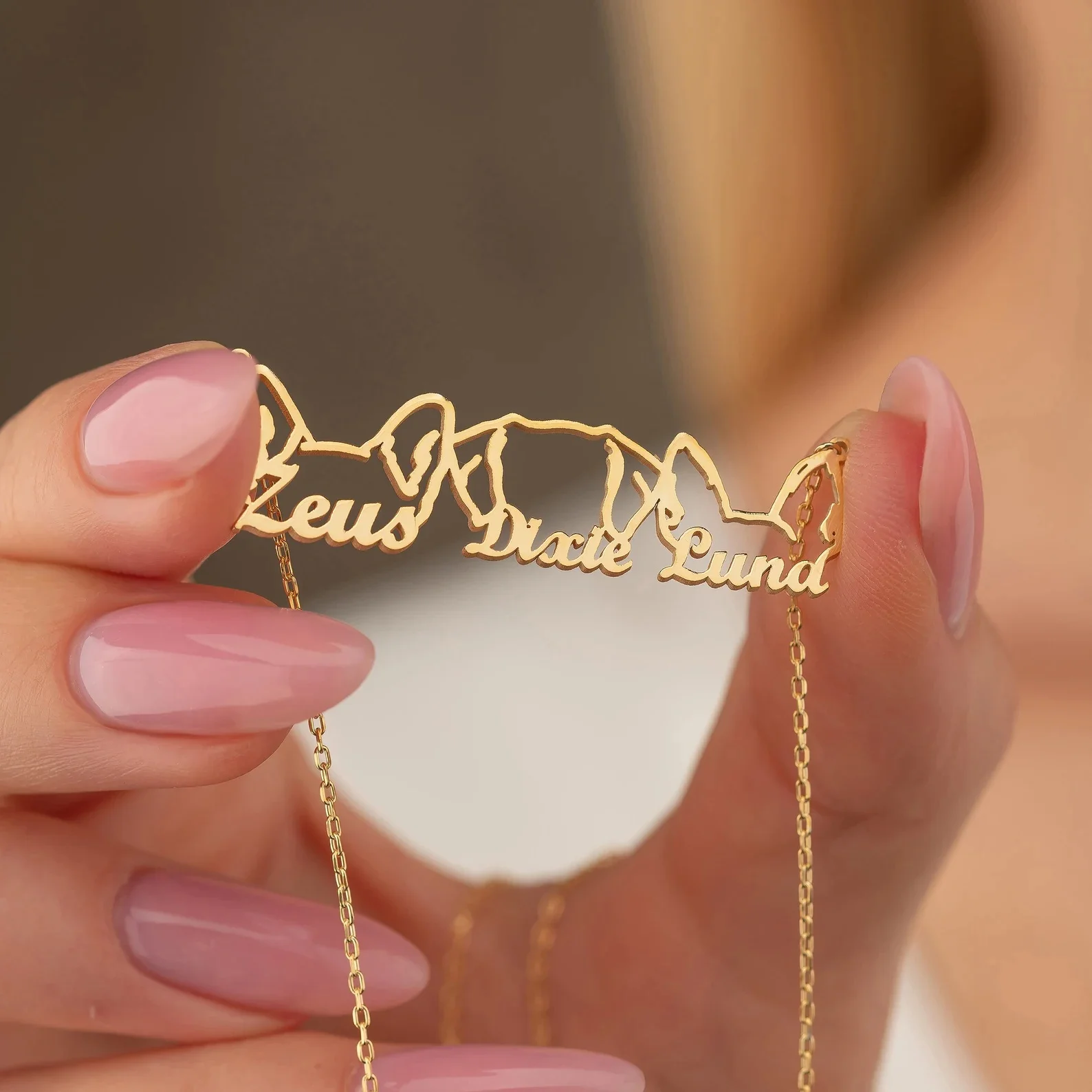 Custom Multiple Dog Necklace Personalized Dog Name Necklace Dog Head Dog Ear Name Stainless Steel Jewelry Pet Memorial Gift