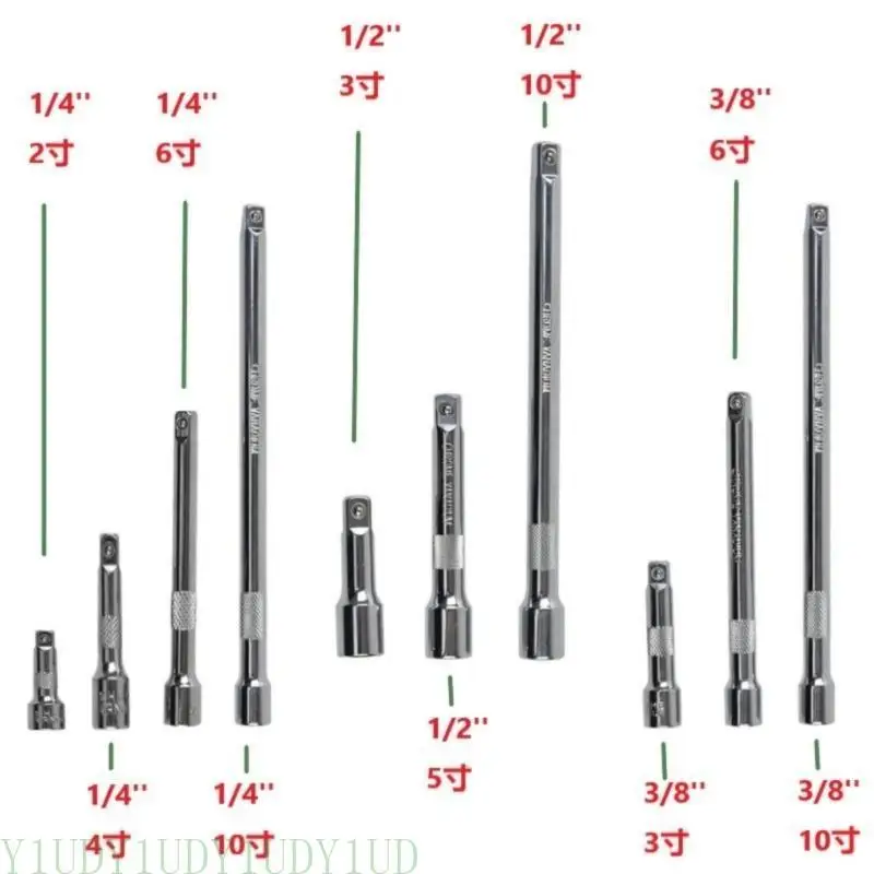 

Y1ud 15pcs дюйма 3/8 дюйма 1/4 -дюймового удлинительного стержня Усредством стального удара удлинители.