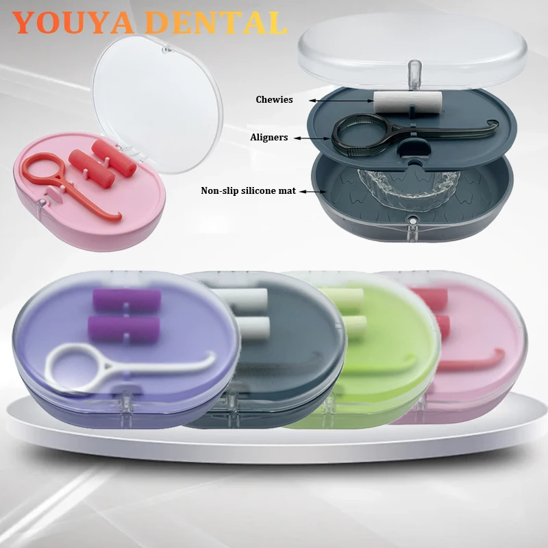 Dental 2-layer Orthodontic Braces Storage Box Mirror Fixing Box Aligner Remover Chewing Denture Cleaning Box Oral Hygiene Tools