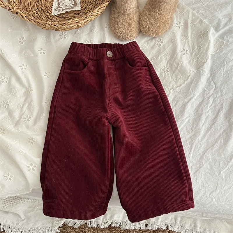 

Winter New Products Girls Solid Color Velvet Strips Children's Integrated Velvet Austrian Velvet Trousers Fashion