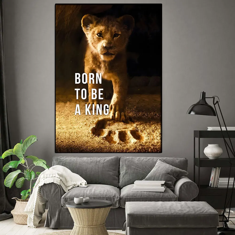 

Lion Posters and Prints Motivational Quote Born To Be A King Canvas Paintings on the Wall Art Animal Picture For Home Room Decor