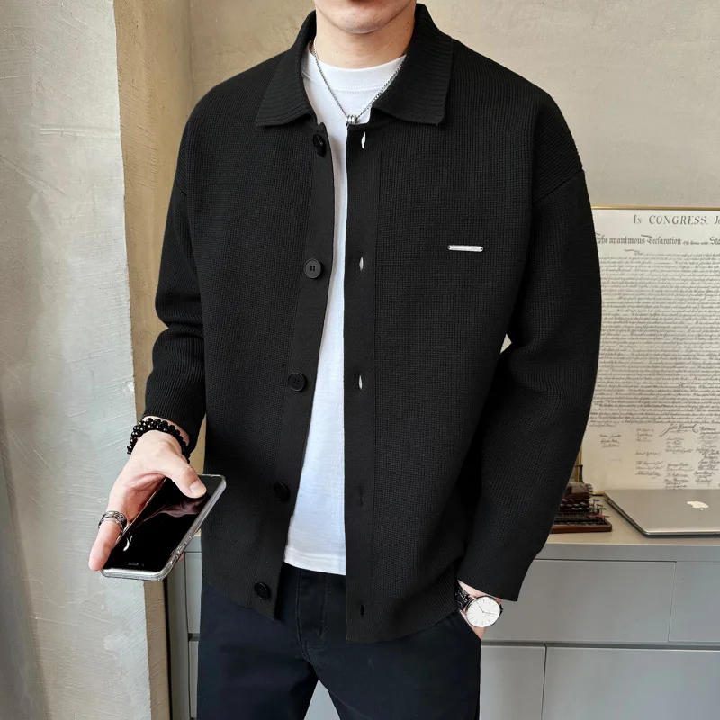 

Повседневный вязаный свитер на молнии, мужская модная универсальная свободная кофта с длинными рукавами, дышащая, удобная, осенняя верхняя одежда