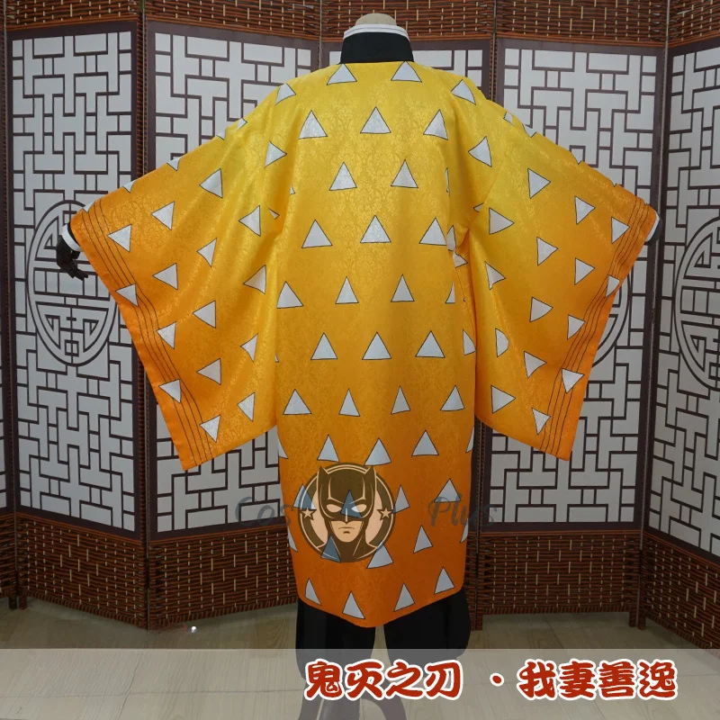 شيطان القاتل تأثيري حلي Agatsuma Zenitsu رائع الأصفر هاوري كيمونو الكبار الملابس أنيمي هالوين كرنفال حفلة موحدة
