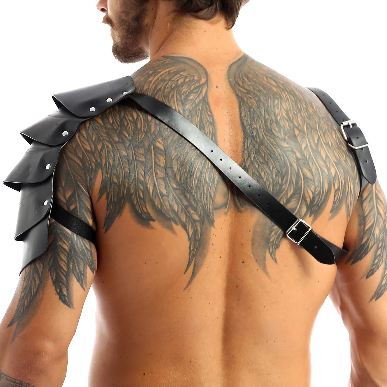 1PC Men Cool Shoulder Decorative Strap Adjustable Shoulder Support Brace For Men Medieval Steampunk Single Shoulder Armor