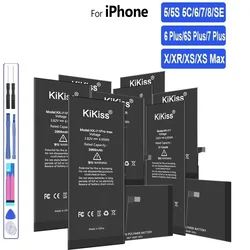 High Capacity Phone Battery For iPhone 5S 5 6S 6 7 8 10 Plus X SE Xr Xs Max Replacement Bateria batteries with Tools