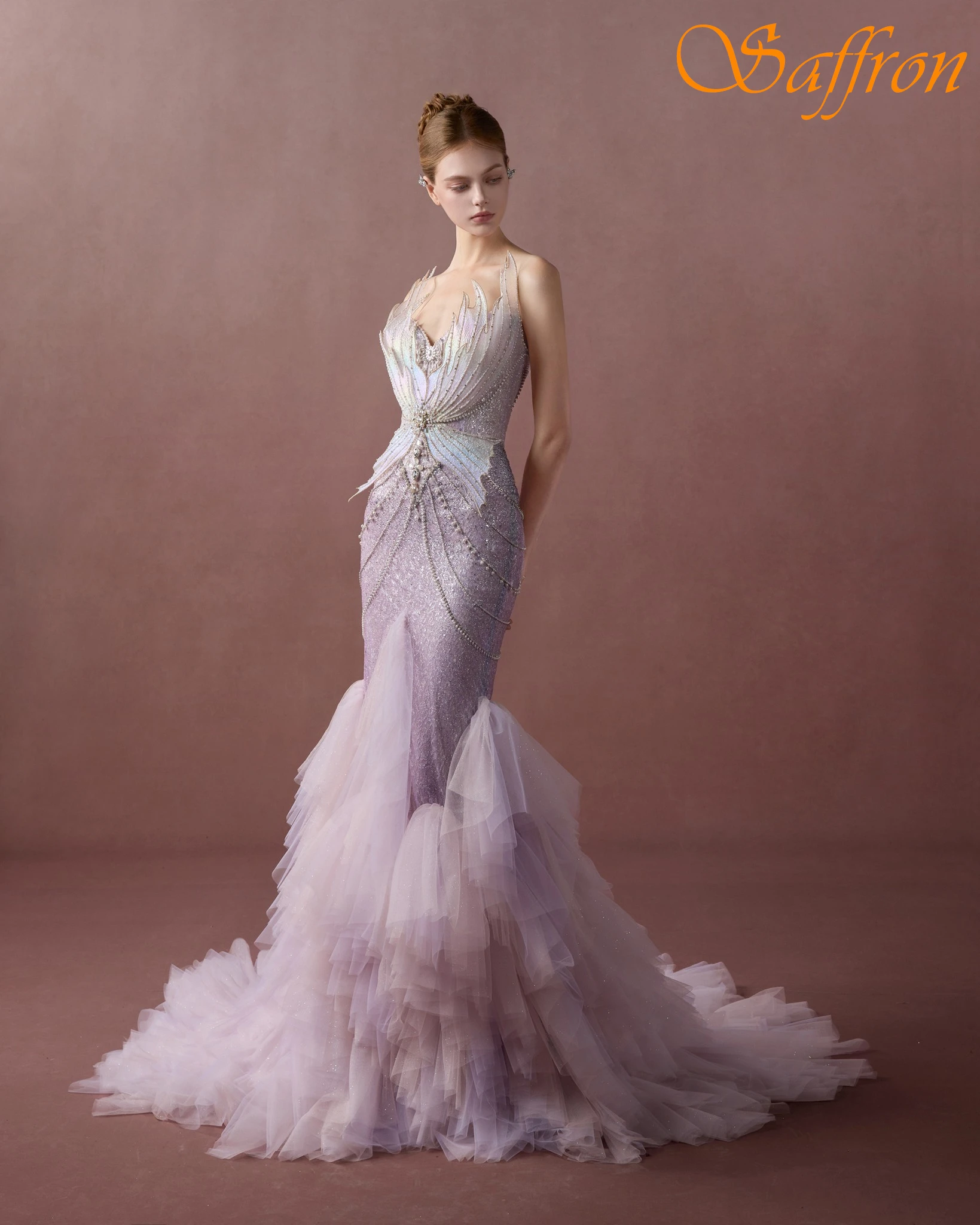 

Customized Mermaid Strapless Sleeveless Formal Elegant Evening Dress Fashion Delicate Celebrity Gowns Temperament Party Dress