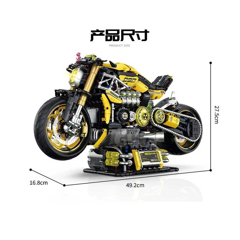 IN STOCK 60519 MOC Technical RC Motorcycle Building Blocks Model Locomotive Bricks Assembling Toys for Boys Christmas Gift Set