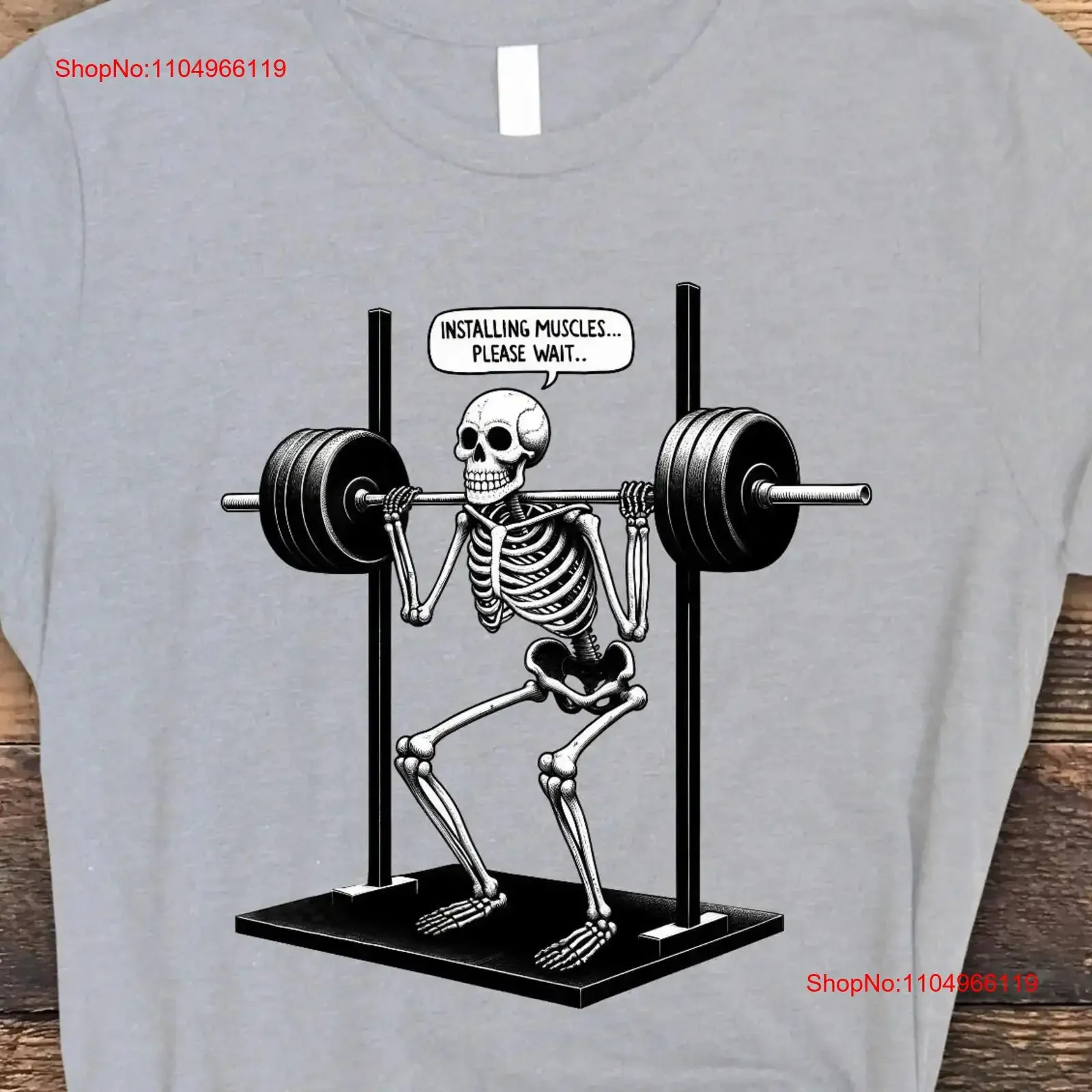 

Skeleton Lifting Barbell T Shirt Muscles Growth Humor DTG PrinT Stylish Workout for Gym Fashion Top vintage Washed Unisex