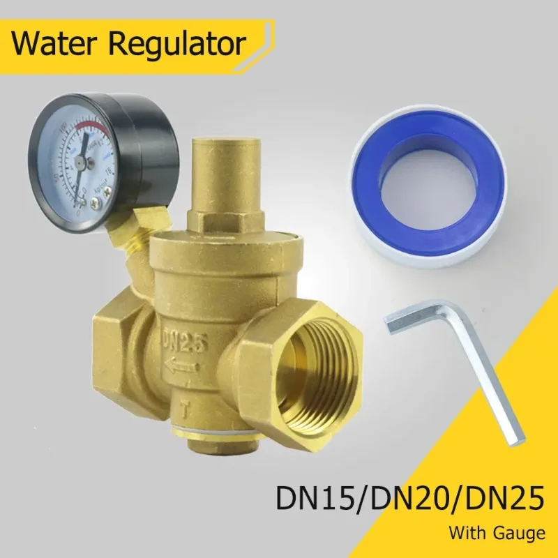 

DN15 DN20 DN25 Brass Water Pressure Reducing Maintaining Valve 1/2" 3/4" 1" Adjustable Relief Valve With Gauge Meter