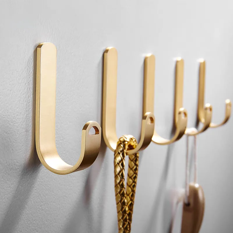 Brass Wall Hook Bathroom Hanger Clothes Coat Robe Towel Hooks Gold Small Hook For Keys Hat Restroom Accessories