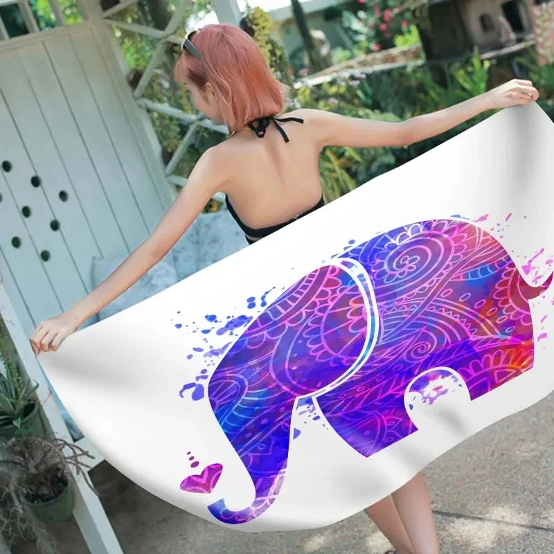 Boho Elephant Ganesha Beach Towel Bohemian Mandala Bath Towel Sauna Spa Surf Swim Pool Towels for Boys Girl Teen Birthday Gift