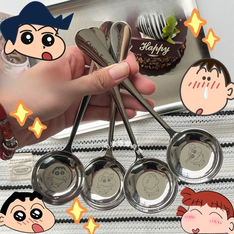 

New Crayon Shin-chan Soup Spoon Cute Creativity Three Hundred and Four Stainless Steel Household Adult Rice Scoop Flat Gifts