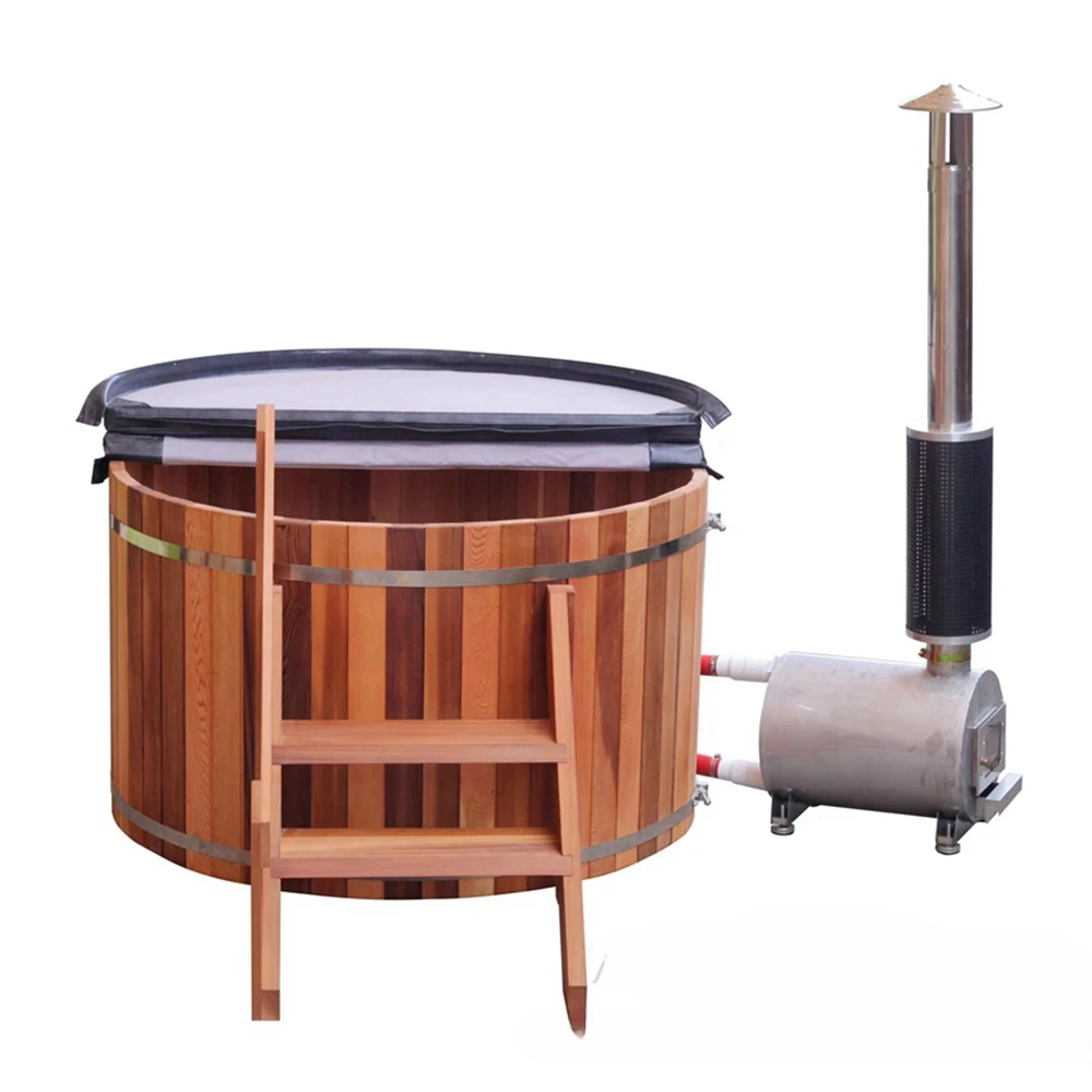 Wooden Home Outdoor 3 Person Wood Fire Hot Tub Bathtub For Fat People