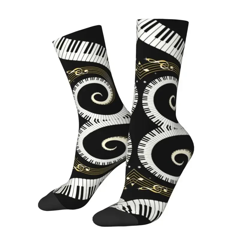 Fashion Piano Keys Wave Socks Men Women Male Breathable Non-Slip Funny Music Notes Musician Pianist Gift Sports Football Socks