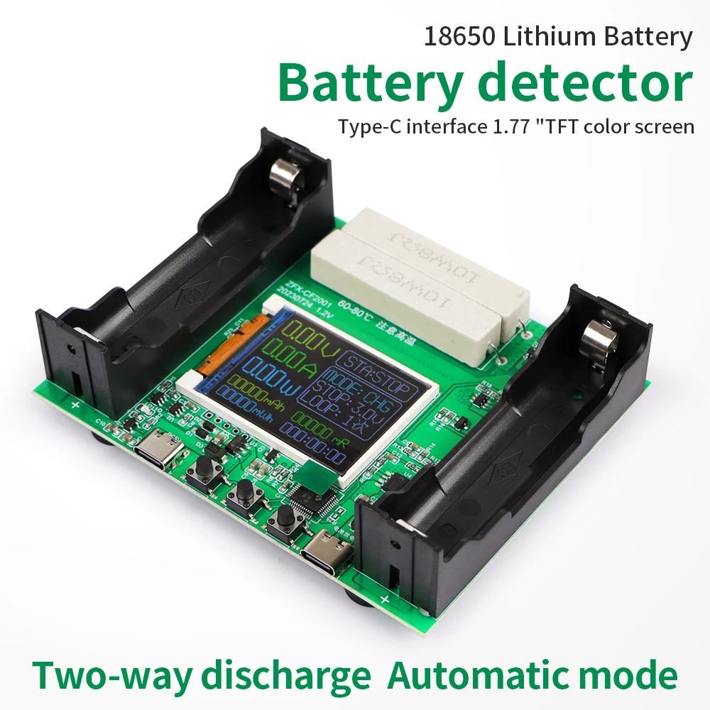 

TypeC LCD Display Battery Capacity Tester Lithium Battery Power Detector Module 18650 Battery Automatic Internal Resistance Test