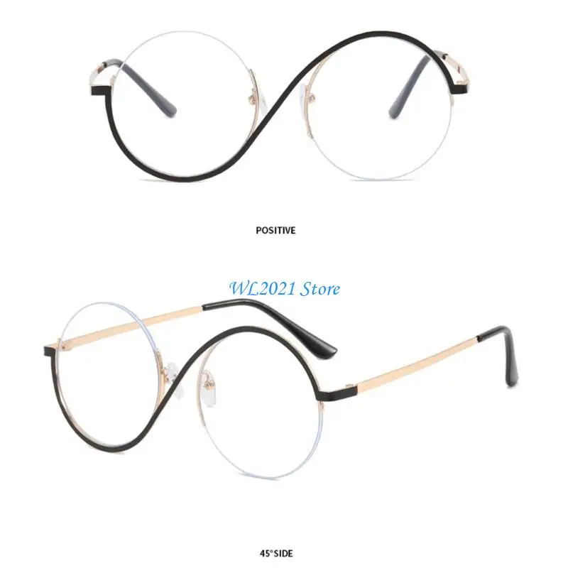 

G5GC Fashionable Round Frame Eyeglasses with Clear Lens for Work Read Myopia Glasses