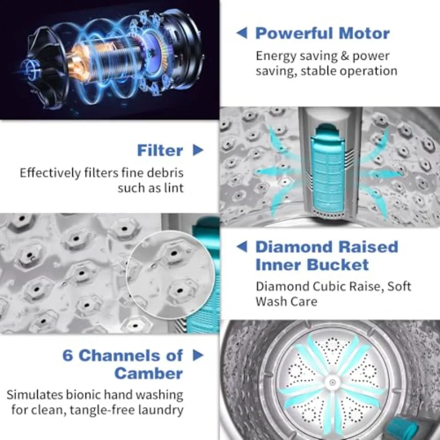 مجموعة غسالة مدمجة أوتوماتيكية بالكامل بوزن 15.6 رطل ومجفف دوار بسعة 1.3 قدم مكعب مدمج بـ 10 برامج غسيل مدمجة #6