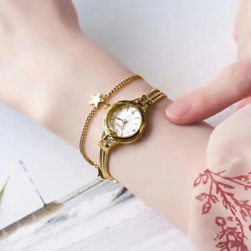 ساعات كوارتز نسائية فاخرة سوار الماس الأصلي ساعة للمرأة مقاوم للماء فستان ساعة السيدات ساعة اليد مجوهرات هدية