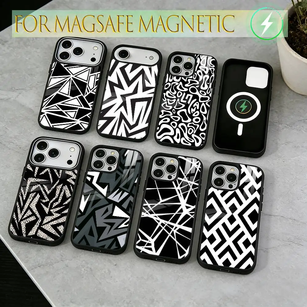 

Geometric Pattern Phone Case For iPhone17,16,15,14,13,12,11 Plus,Pro Magnetic For Magsafe Wireless Charging