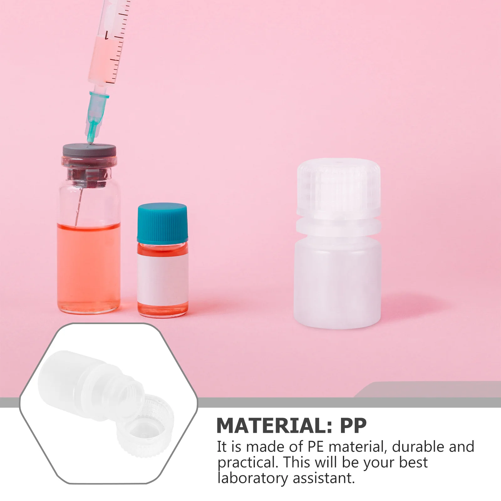 

20 шт. пластиковые бутылки для реагентов, 8 мл, полированный дизайн с круглыми краями, герметичная крышка, лабораторный контейнер для образцов для медицинской жидкости