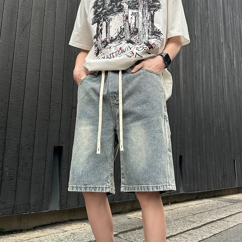 Men's Denim Shorts Distressed Washed Thin Short Jeans Summer  Basic Casual Pants Hip Hop Street Short Pants