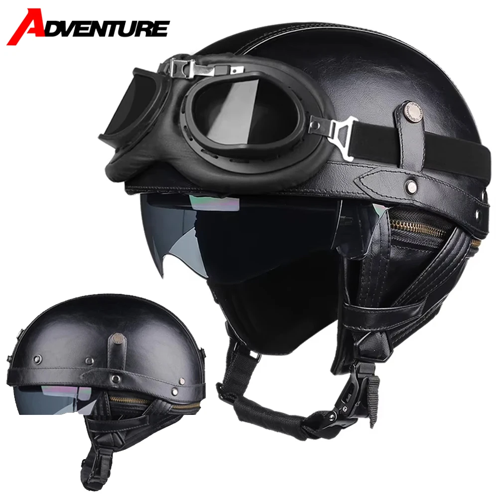 

Retro Motorcycle Helmets Riding Motocross Helmet Open Face Casco Moto Double Lens Racing Off-road Helmet Capacete Moto Helmet