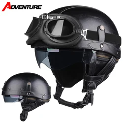 Retro Motorcycle Helmets Riding Motocross Helmet Open Face Casco Moto Double Lens Racing Off-road Helmet Capacete Moto Helmet