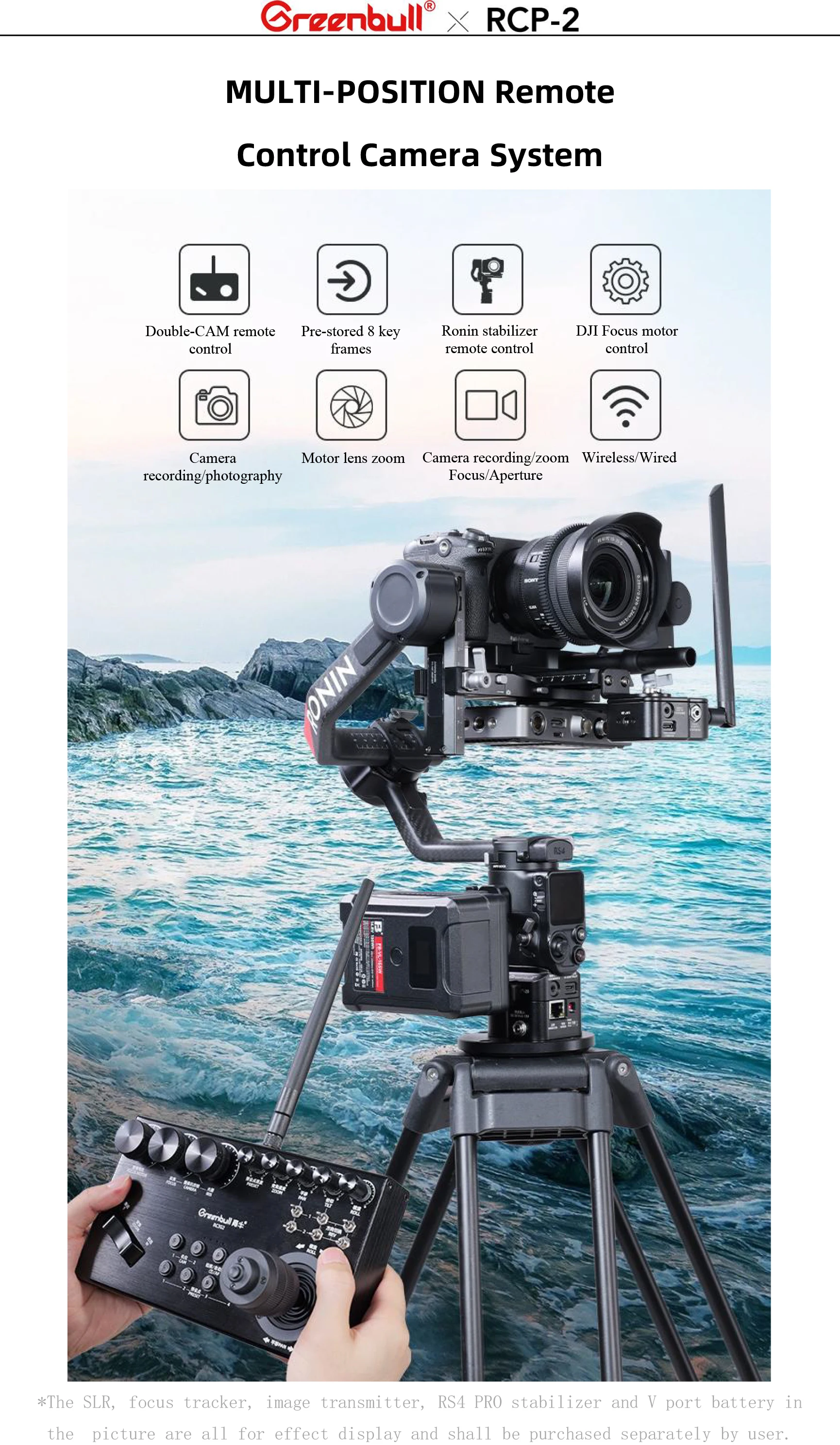 Greenbull RCP-2 Camera Stabilizer Dual Band wireless Remote Control Camera System for DJI RS4 PRO, RS4, RS3 PRO RS2 Stabilizer