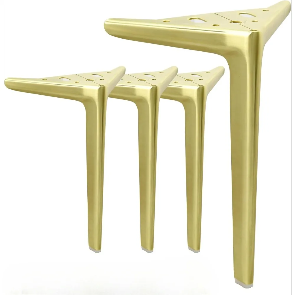 Brushed Bronze Color Metal Furniture Legs Set of 4, DIY Replacement for Cabinet Legs, Sofa Legs, Chair Legs