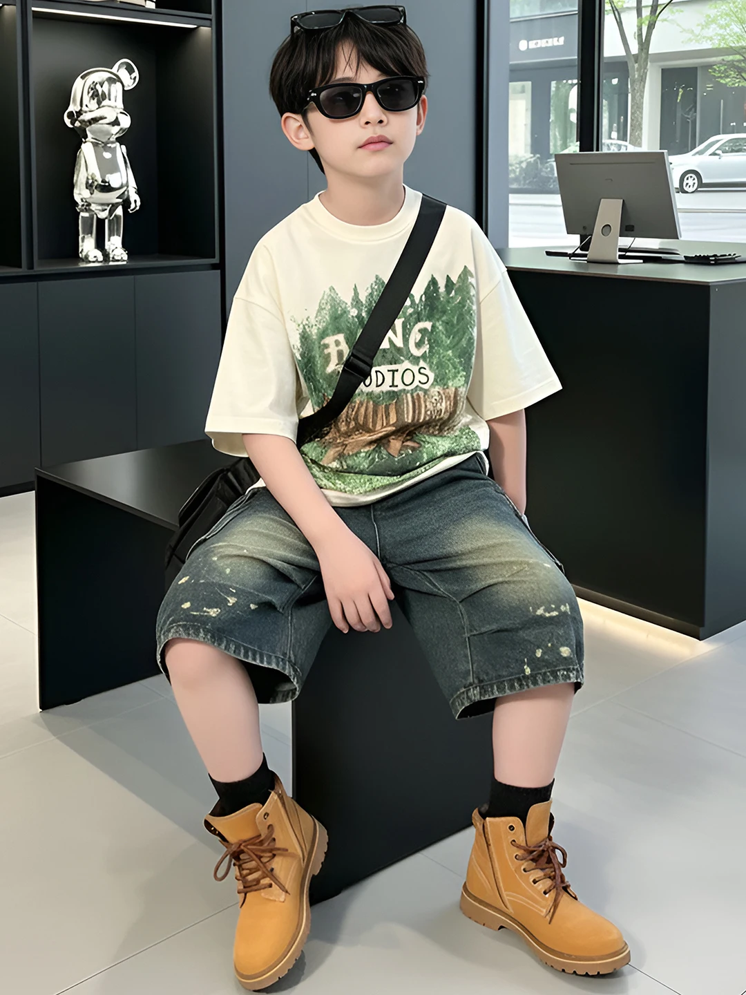 cool-trendy-boys'-summer-outfit-2026-new-mid-size-printed-short-sleeve-denim-shorts-two-piece-set-korean-style-cotton-blend