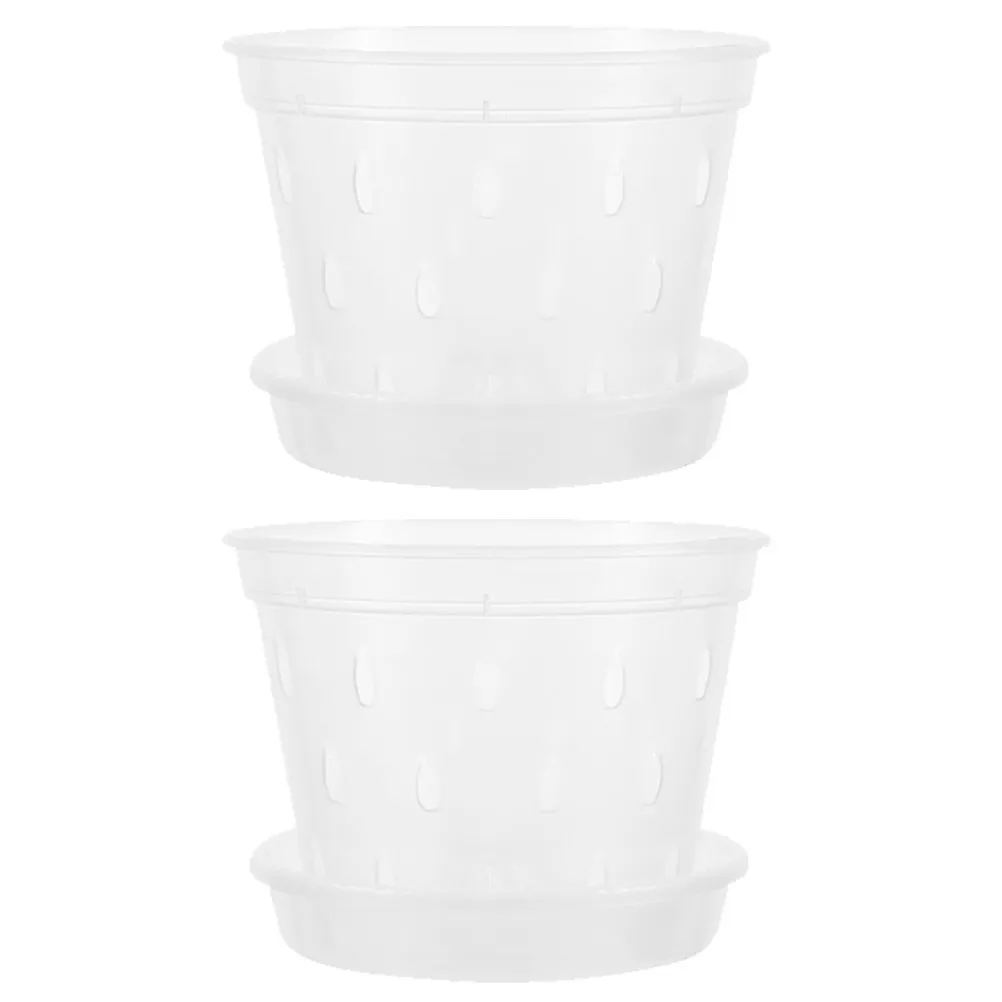 

2Sets Control Root Plastic Planters Transparent Design for Easy Root Observation Suitable Balcony Garden Decorative Flower Pot