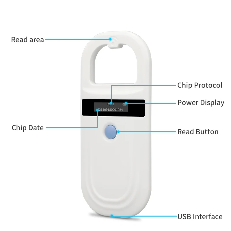 Lettore per cani e gatti 134.2Khz lettore per animali Bluetooth 256 record Scanner per lettore di Microchip con Chip animale