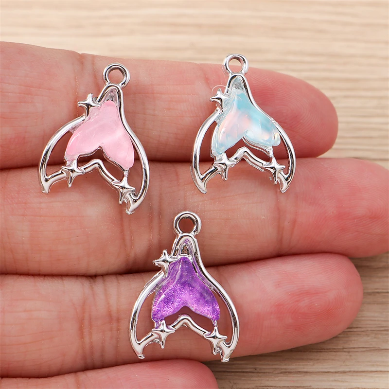 10pcs 16x21mm Cute Crystal Fish Tail Charms Pendants for Jewelry Making Drop Earrings Necklaces Bracelets DIY Crafts Accessories