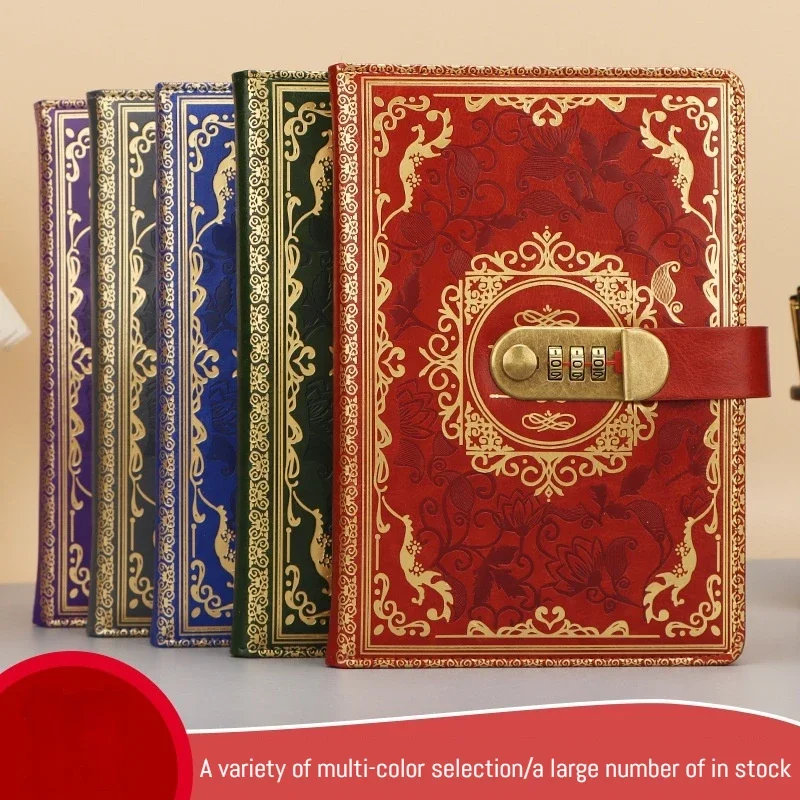 

Customizable A5 Retro Digital Password Notebook Diary with Lock Thickened PU Leather Creative Handbooks Office and Learning Stat