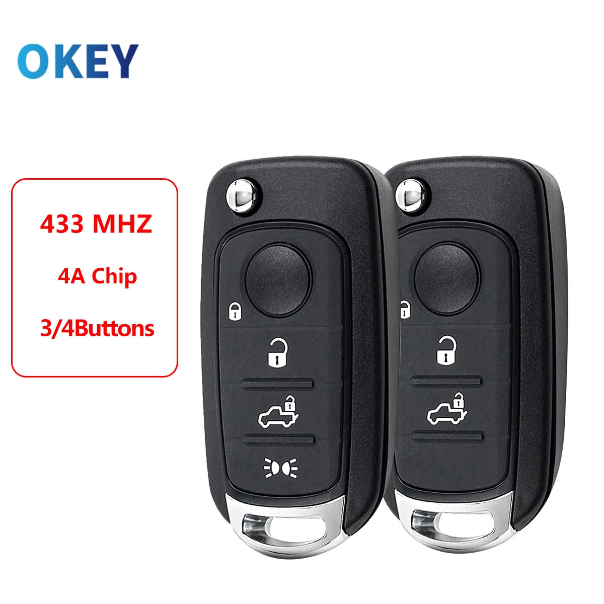 Okey Remote Flip Smart Car Key For Fiat 500X Egea Tipo 2016-2018 433.92 FSK 4A Chip 2016-2018 3/4 Buttons