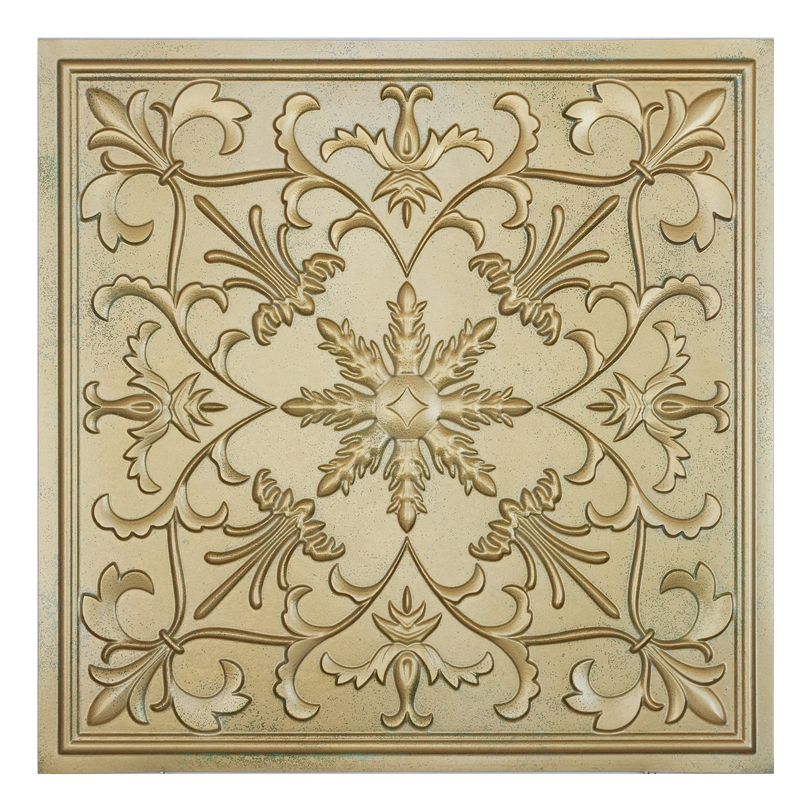 Chalk painted ceiling tiles Vintage wall panels for Public house PL70 Brass verdigris 10pcs