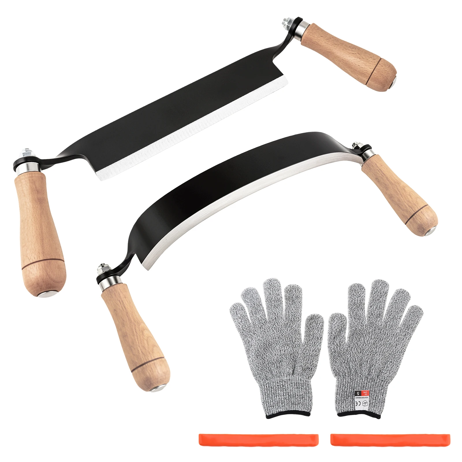2 Pcs Straight Curved Bark Peeling Hand Tools Woodworking Debarking Tool Set Wood Shaving Draw Shave Set Carpenter Hand Planer