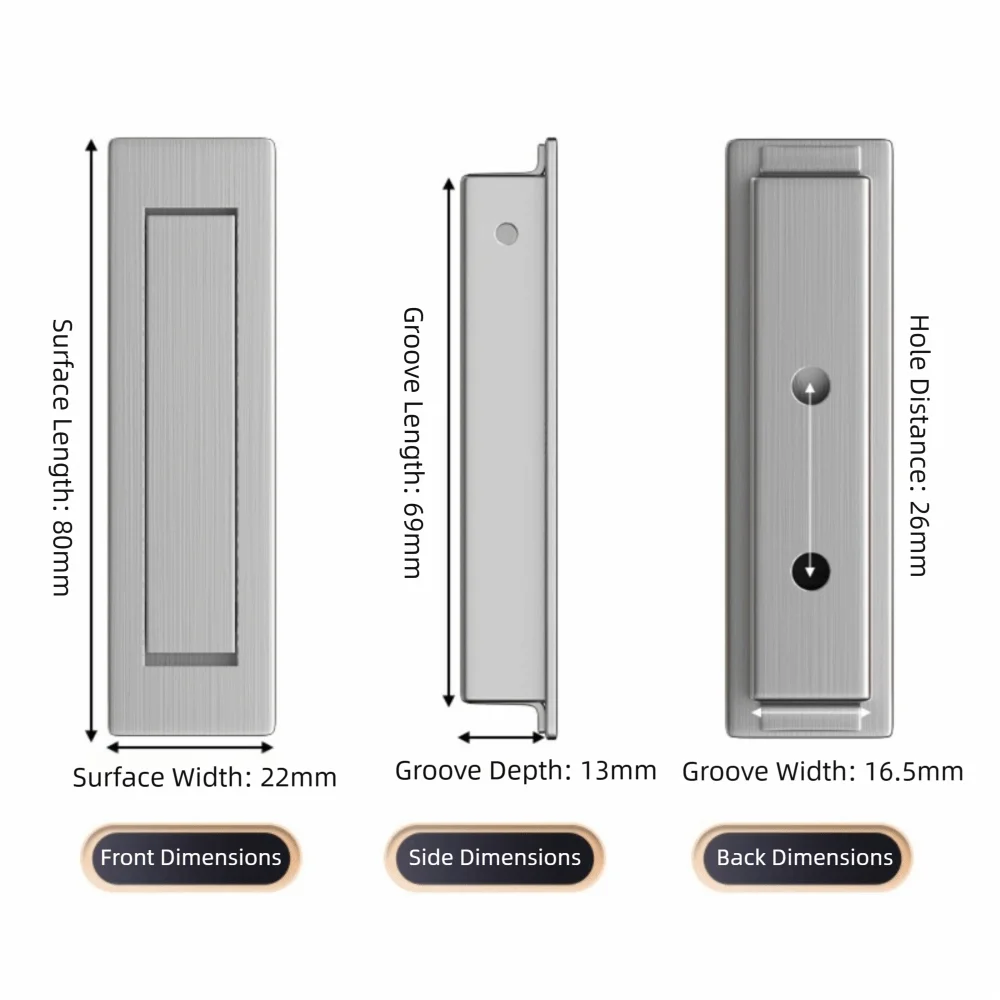 Hardware Stainless Steel Cabinet Door Handle Hidden Invisible Cabinet Pulls Durable Embedded Concealed Handles Tatami Drawer