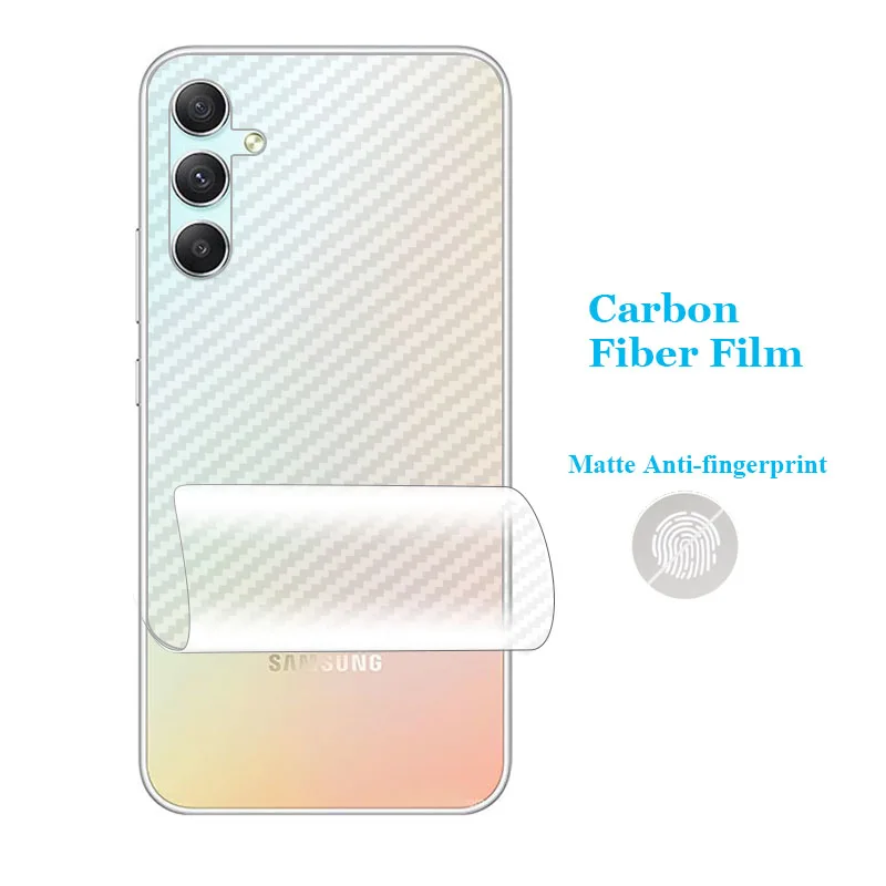 

Для Samsung Galaxy A54 A34 A24 A04 A04s A04e A14 3D прозрачная пленка из углеродного волокна для задней панели, защитная пленка для экрана (не стекло)
