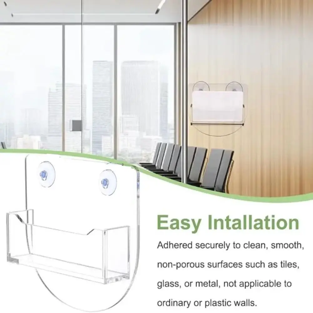 Acrylic Business Card Holder Suction Cups Window Mount Business Card Display Stand Transparent Easy Installation