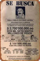 Pablo Escobar Poster Metal Sign for Cafe Bar Pub Office Garage Home Wall Decor Gift Vintage Tin Sign 12 X 8 inch
