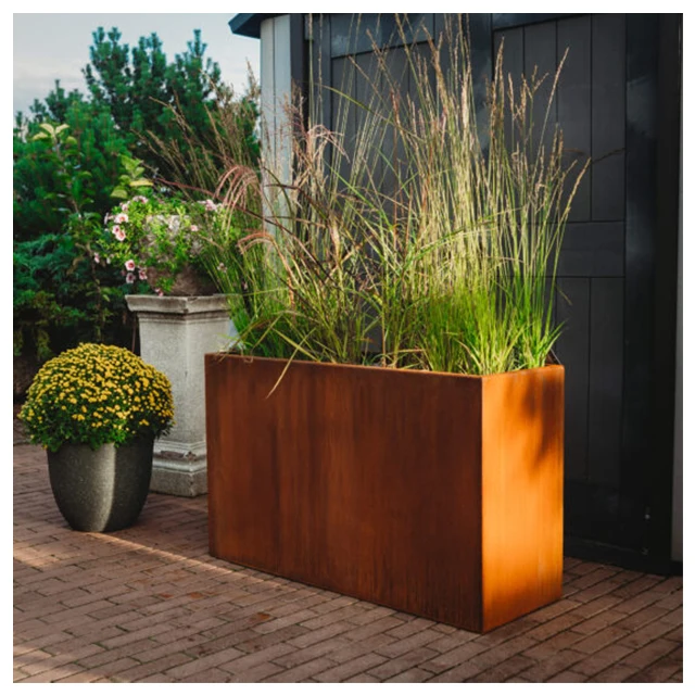 

Оптовые уличные кашпо из кортеновской стали на заказ, большие металлические садовые горшки для цветов от производителя