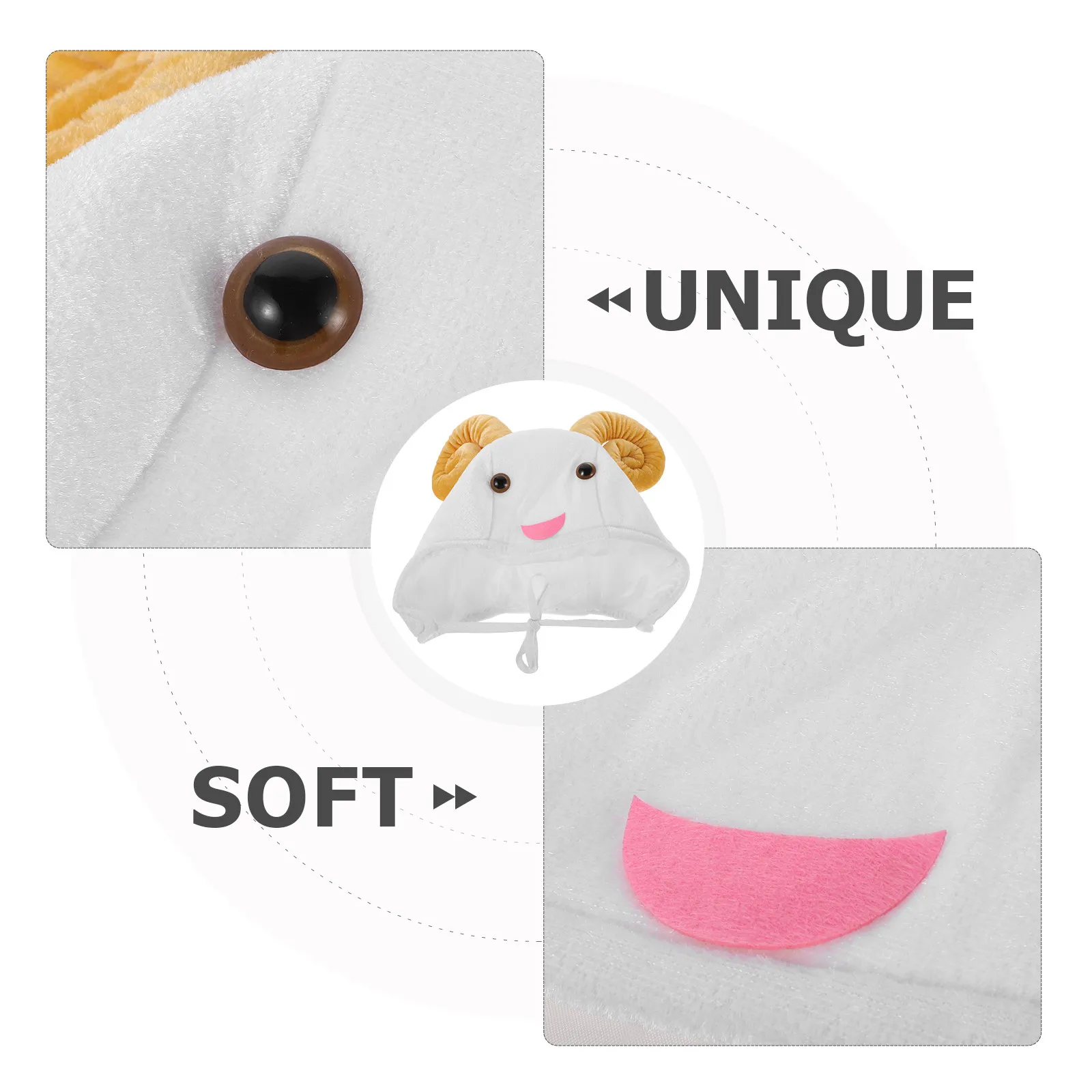 Lindo Gorro de Cordero con Orejas de Animal, Gorro de Invierno de Forro Polar Suave, Capucha de Oveja para Adultos, Accesorios de Disfraz para Fiesta de Carnaval y Atrezo para Cabina de Fotos