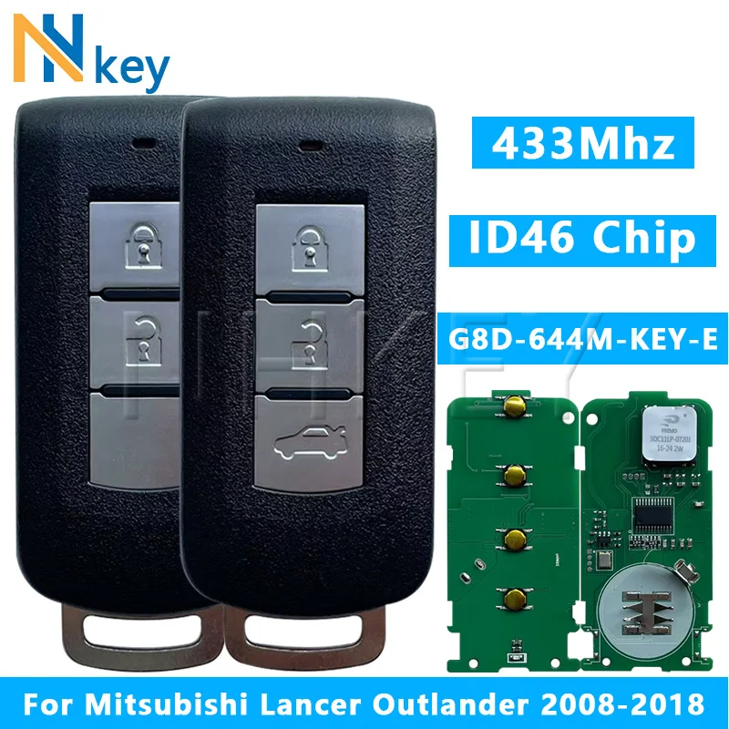

NH KEY 2/3 Buttons Smart Remote Key Fob For Mitsubishi Lancer Outlander 2008-2018 ASX 2013-2015 G8D-644M-KEY-E ID46 Chip 433Mhz