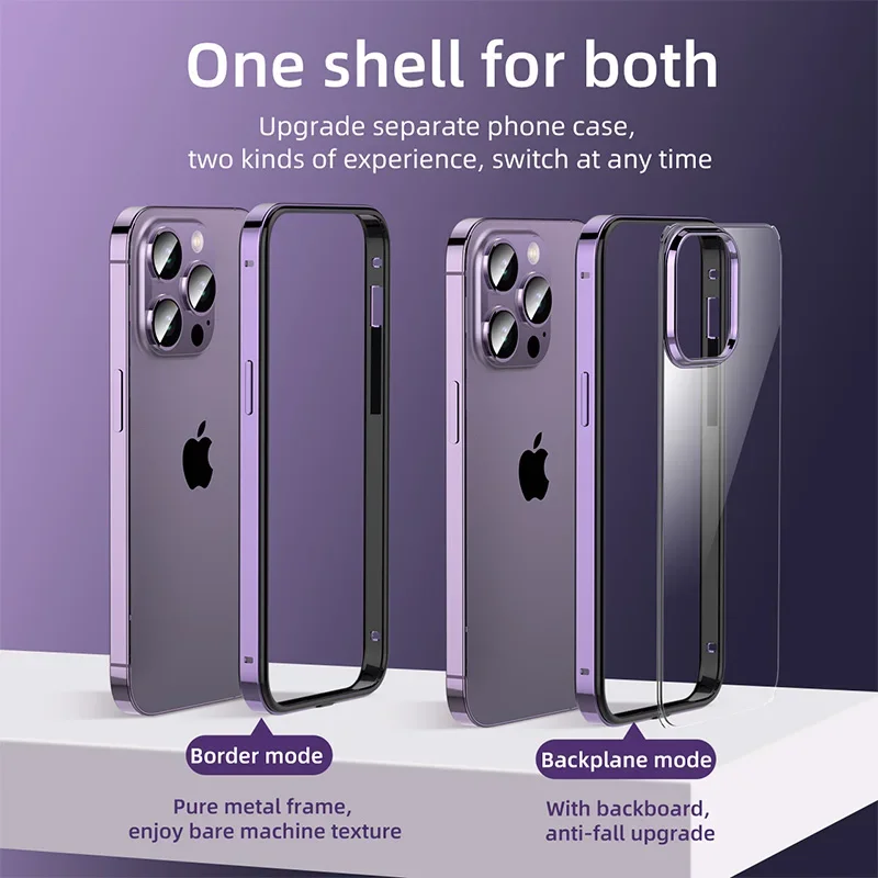 

One Shell for Both Hybrid Silicone Frame Aluminum Metal Phone Case For iPhone 15 14 13 12 Pro Max Better Heat Bumper