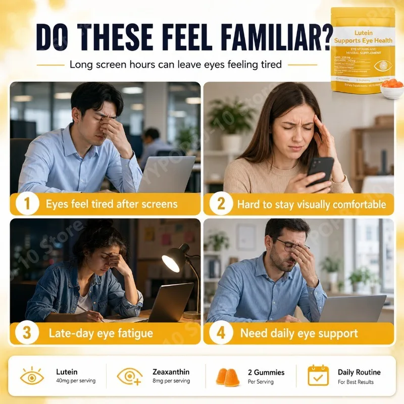 Lutein Zeaxanthin Gummies  with Vitamins A C E Supports Visual Wellness Daily Comfort Orange Flavor 60 Gummies