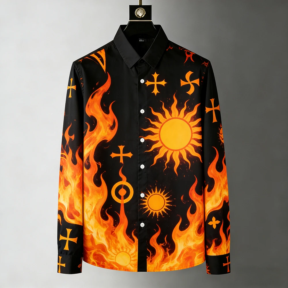 

Мужская модная рубашка с длинным рукавом, с 3D-принтом в виде цветочного узорца, высококачественная и удобная, стильная мужская рубашка с цветочным принтом.