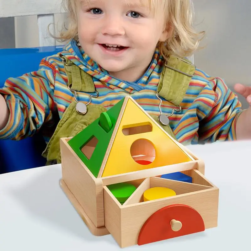 Boîte de triage de formes géométriques en bois pour bébés, jouets de nuit, plusieurs couleurs