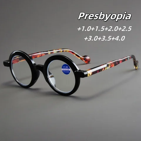 Круглая оправа в стиле ретро 2025 года для чтения с защитой от синего света, модные очки высокой четкости для пресбиопии, ультралегкие очки для дальнего зрения — внешний вид товара